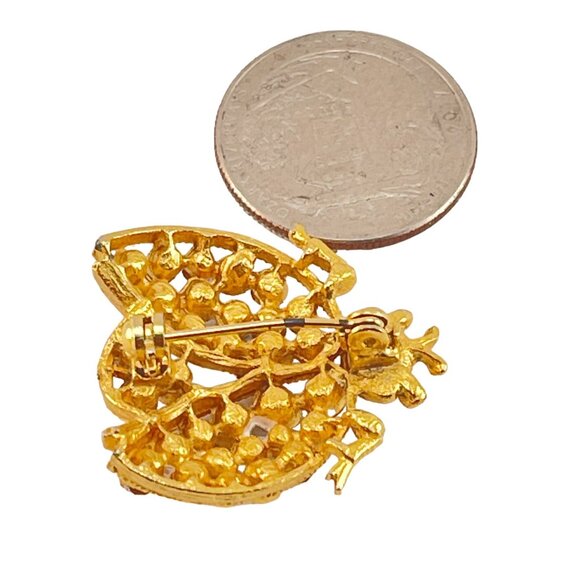 Vintage Gold-Tone Rhinestone Ladybug Brooch Pin - Picture 6 of 6